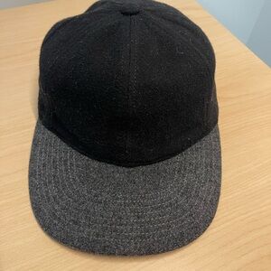 J Crew Lined Wool 6 panel cap black and grey